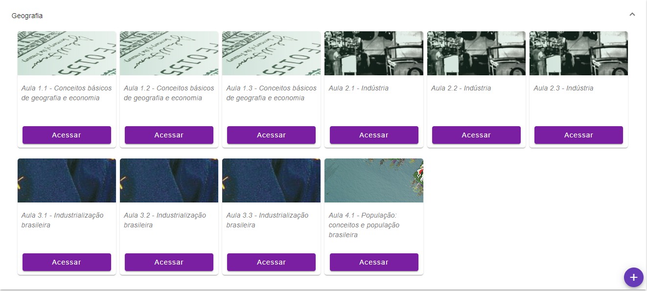 Print real da plataforma IRIUM: aulas de Geografia
